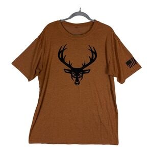 Bucked Up Shirt Mens XL Brown Deer Logo American Flag Graphic Tee Hunting USA